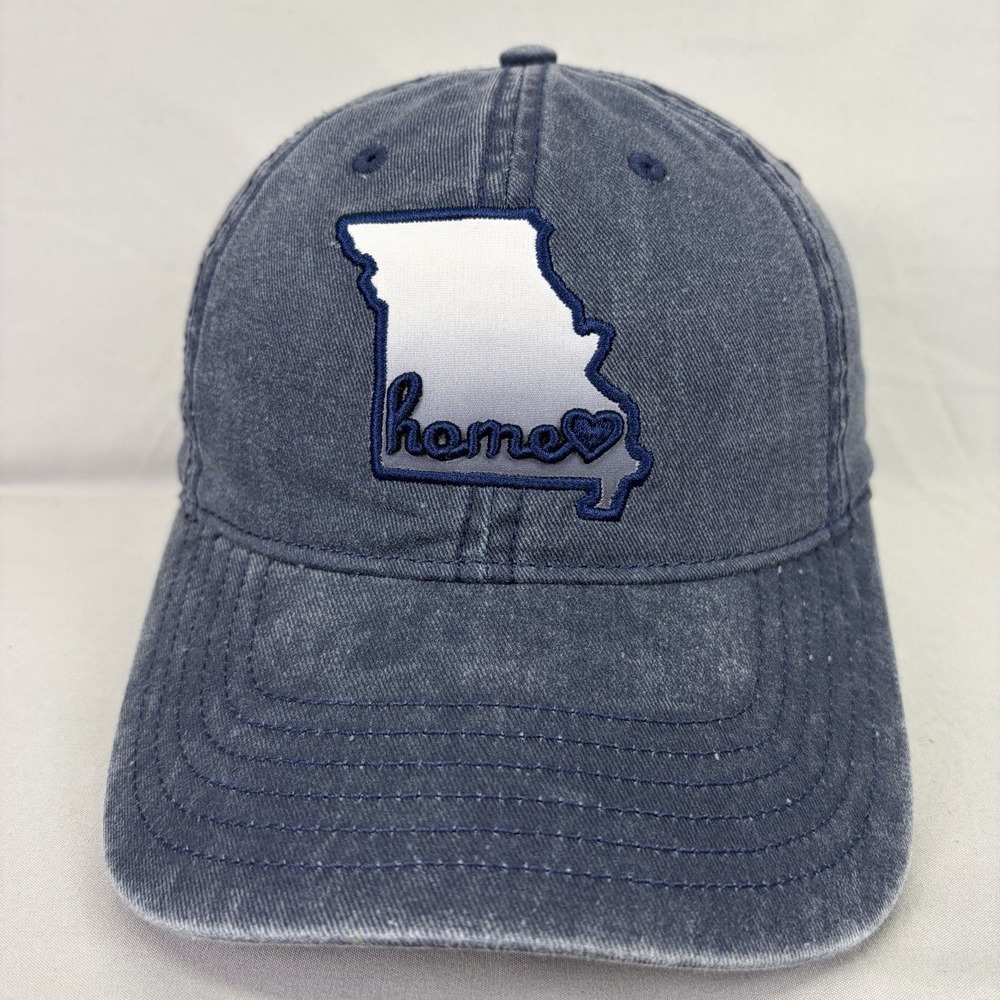 Home Free Missouri Hat Unisex OSFM Blue Acid Wash Embroidered Baseball Cap